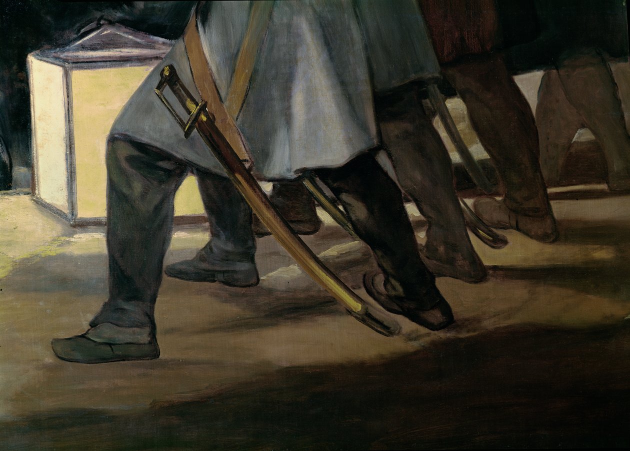 Egzekucja obrońców Madrytu, 3 maja 1808, fragment stóp żołnierzy, 1814 olej na płótnie fragment 507 autorstwa Francisco de Goya