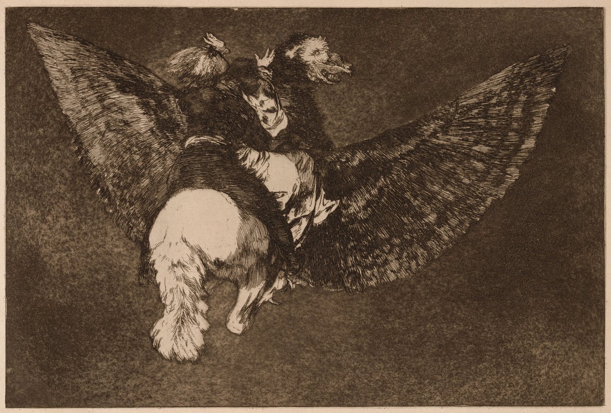 „Latająca głupota” (Disparate volante), z serii „Los Disparates” autorstwa Francisco de Goya