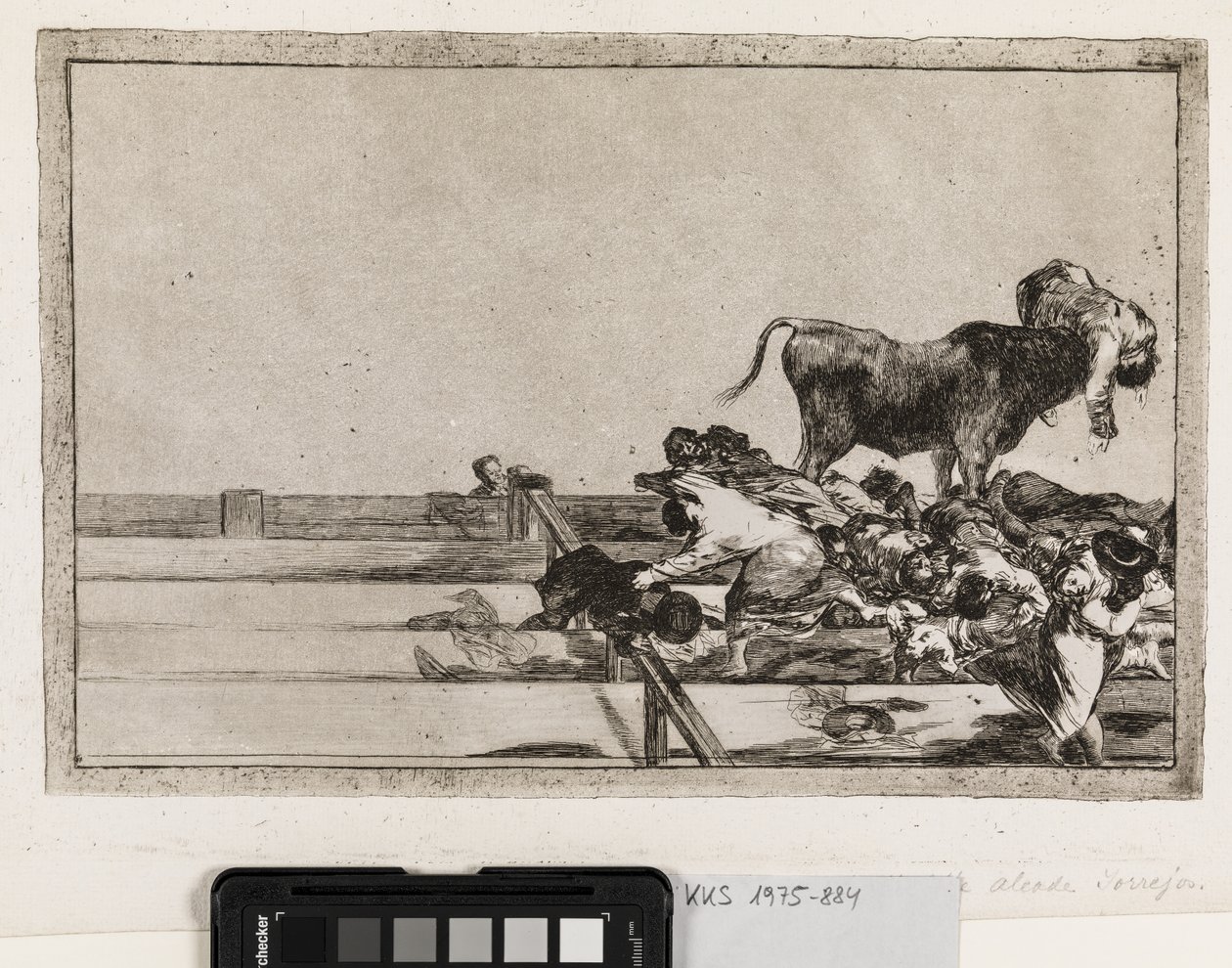 Straszne wydarzenia na frontach areny w Madrycie i śmierć burmistrza Torrejon autorstwa Francisco de Goya