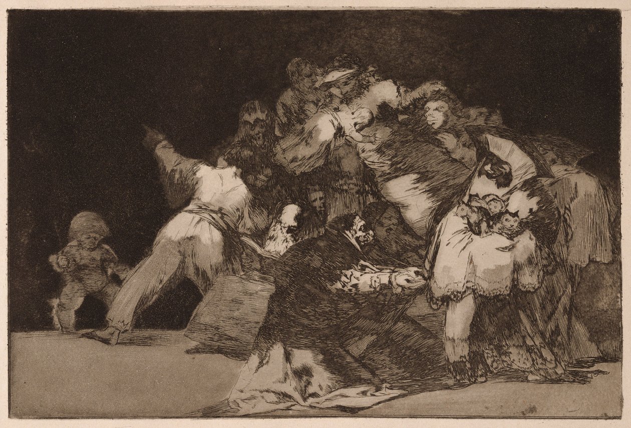 Ogólne szaleństwo, z serii Los Disparates autorstwa Francisco de Goya