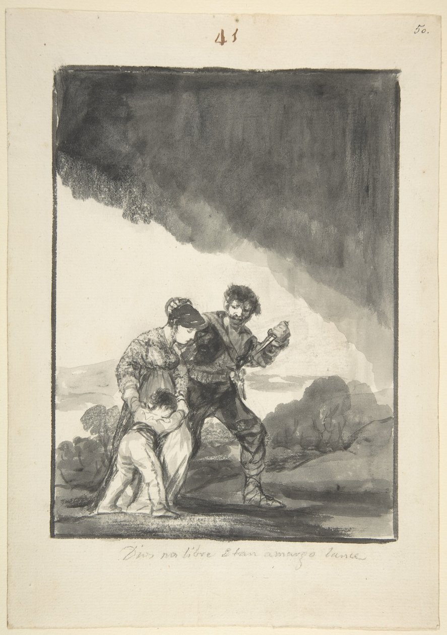 God Save Us from Such a Bitter Fate, ok. 1816-20 (pędzel z tuszem indyjskim i szare mycie i skrobanie) autorstwa Francisco de Goya