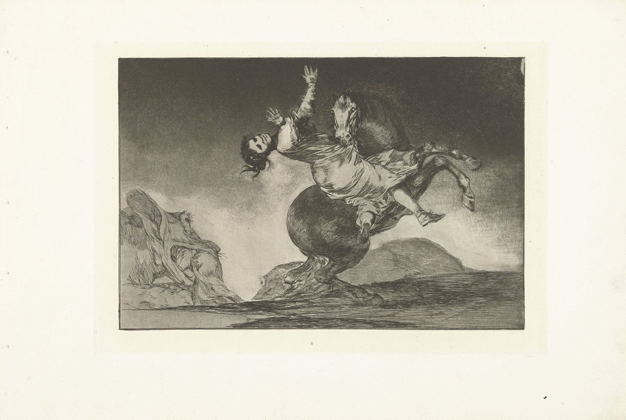 Porwany koń El caballo raptor Los Disparates (The Follies) (tytuł serii) Los Proverbios (Przysłowia) (tytuł serii) autorstwa Francisco de Goya