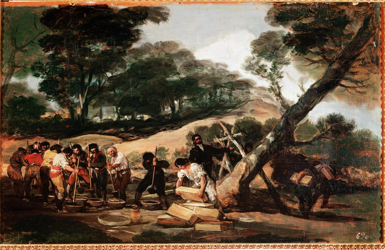 Nielegalna fabryka prochu (olej na płótnie) autorstwa Francisco de Goya