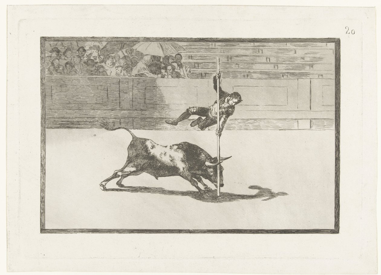Juanito Apiñani na arenie w Madrycie Lekkość i śmiałość Juanito Apiñani w Madrycie Walka byków (tytuł serii) Stierenvechten (tytuł serii) autorstwa Francisco de Goya