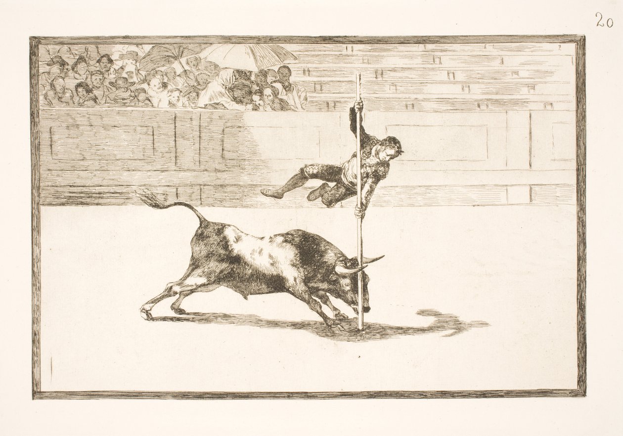 Zwinność i śmiałość Juanito Apiñani na madryckiej arenie autorstwa Francisco de Goya
