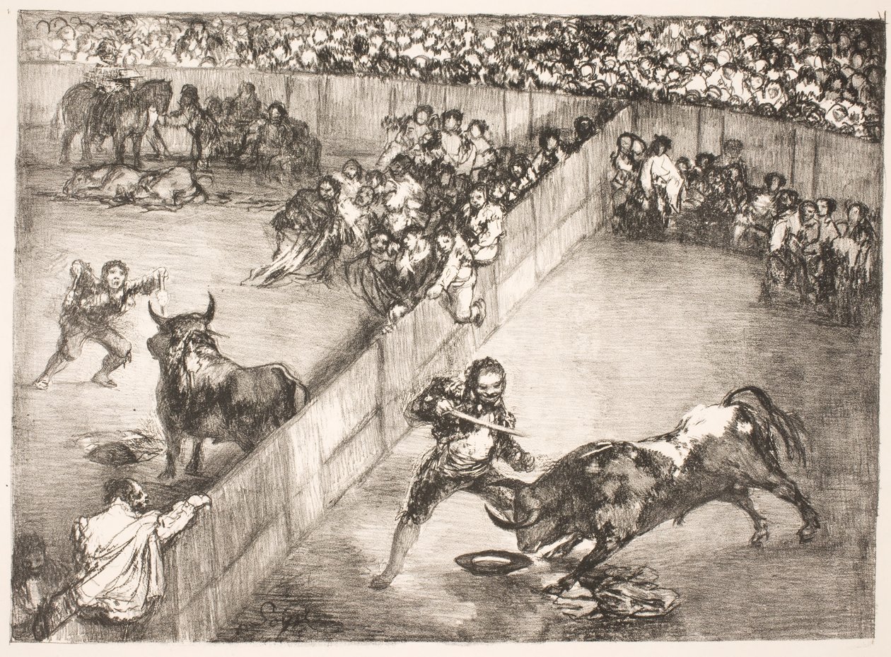 „La Division de la Place” [Walka byków na podzielonej arenie] autorstwa Francisco de Goya