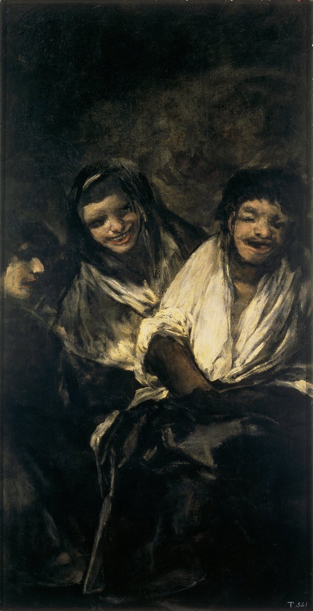 Mężczyzna wyszydzany przez dwie kobiety, kobiety, śmiejące się lub duszpasterstwo autorstwa Francisco de Goya