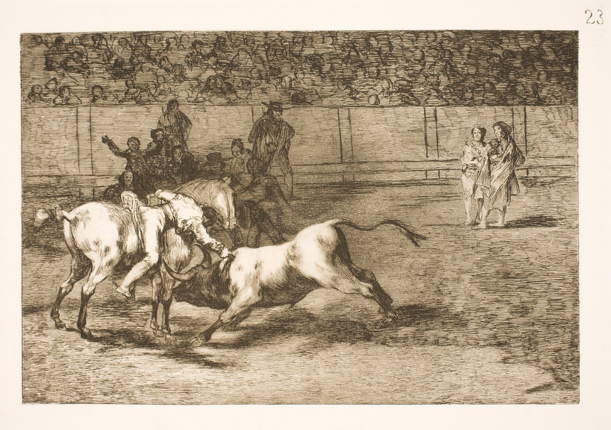 Maria Ceballas, zwana też Indianką, zabija byka ze swojego konia autorstwa Francisco de Goya