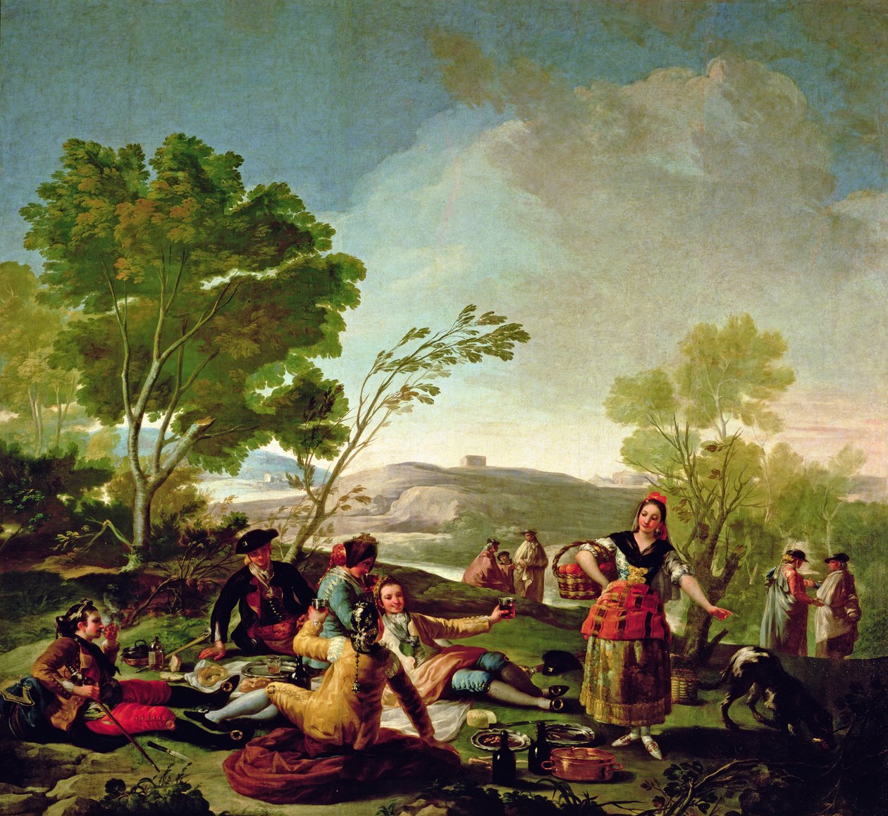 Posiłek nad brzegiem rzeki Manzanares, 1776 autorstwa Francisco de Goya