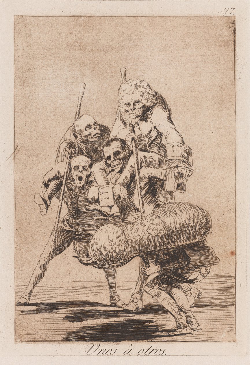 Mock Walka byków, koniec XVIII-początek XIX wieku (druk) autorstwa Francisco de Goya
