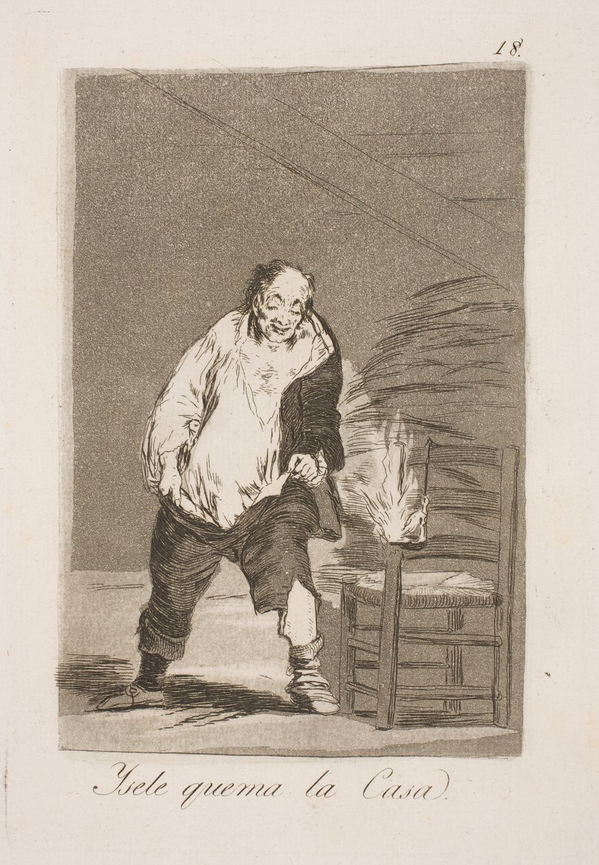 I spalą jego dom autorstwa Francisco de Goya