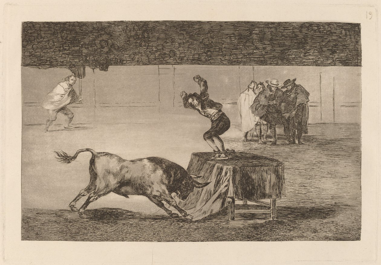 Kolejne jego szaleństwo na tym samym placu (Kolejne jego szaleństwo na tym samym pierścieniu) autorstwa Francisco de Goya