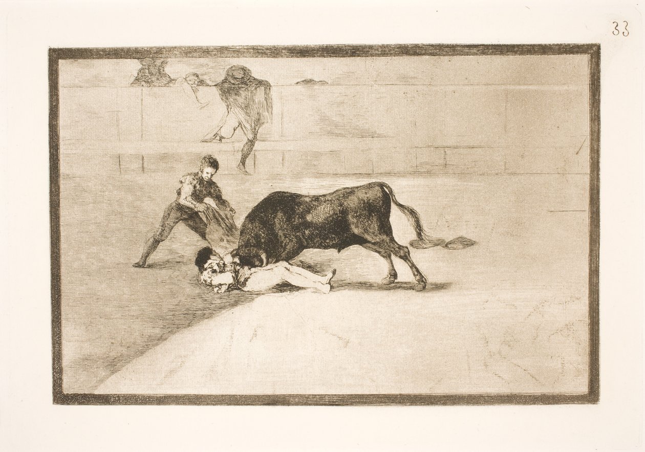 Niefortunna śmierć Pepe Illo na arenie w Madrycie autorstwa Francisco de Goya