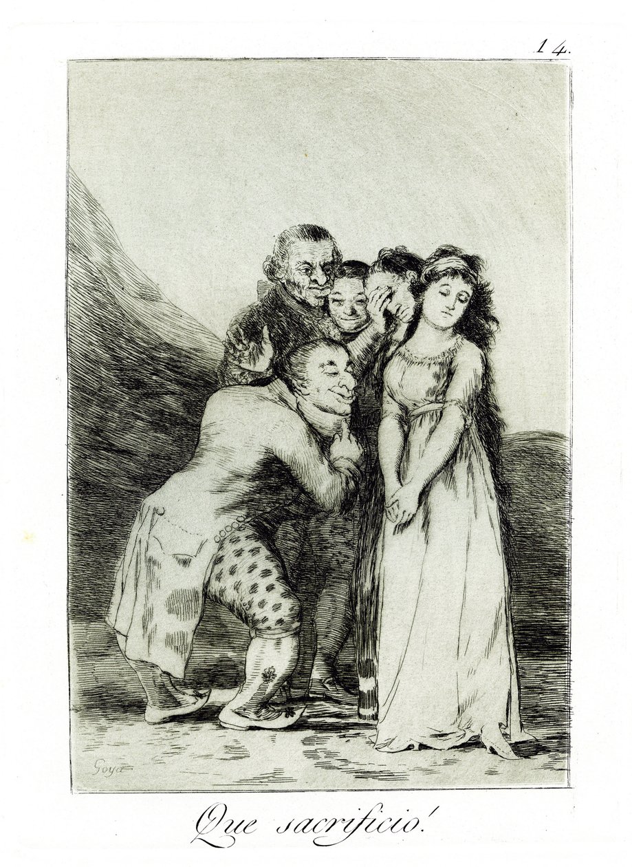 Co za poświęcenie! Co za ofiara! Kaprys nr 14, 1797-1798 autorstwa Francisco de Goya