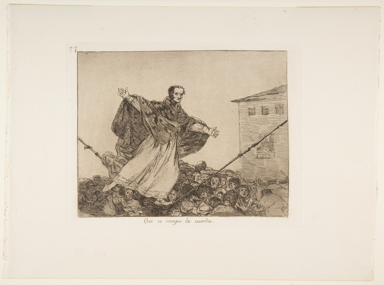 Niech pęknie sznur, Tablica 77 z Los Desastres de la Guerra (Klęski wojny), po 1814-15, wydana w 1863 (akwaforta, akwatinta lub lavis i sucha igła) autorstwa Francisco de Goya
