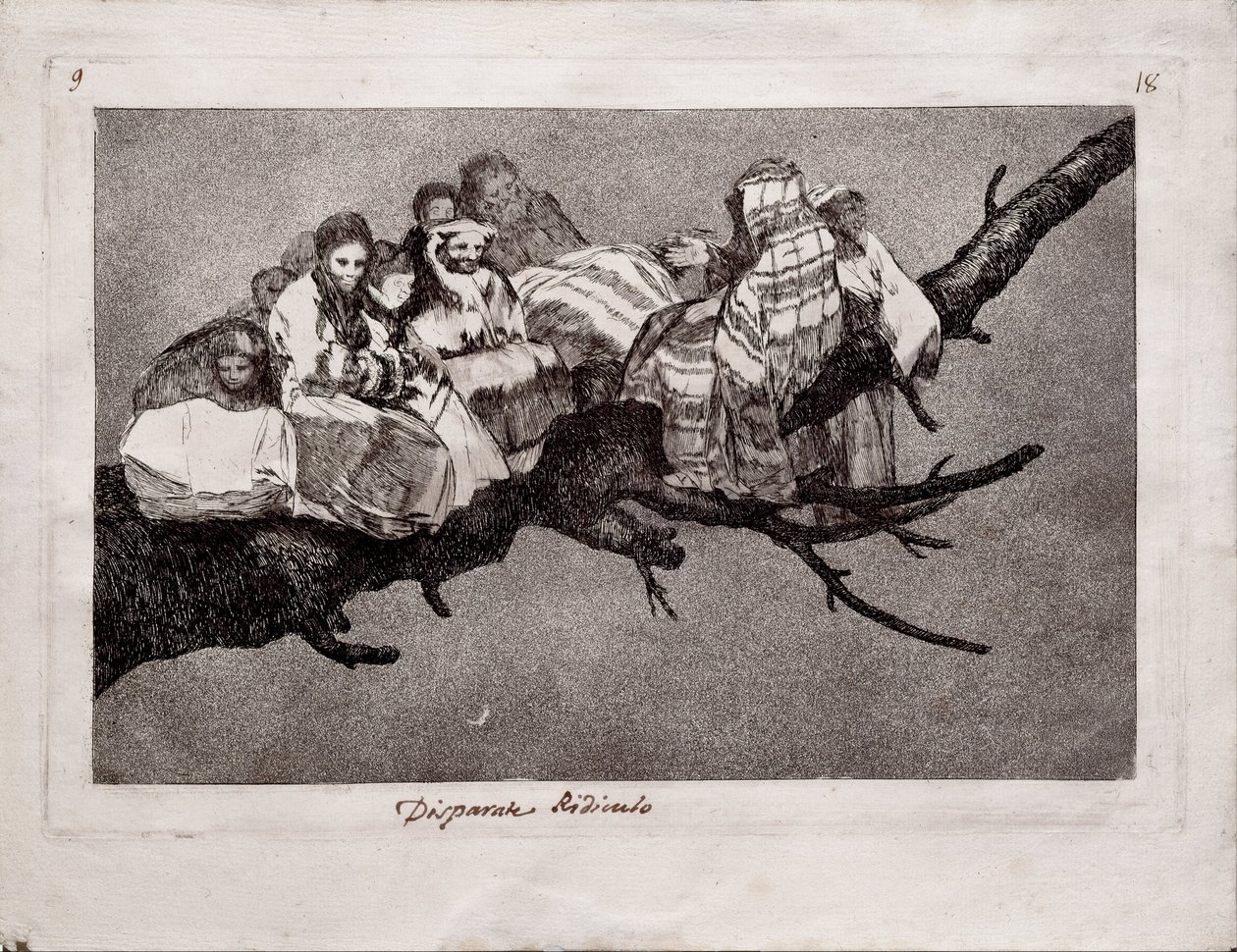 Śmieszne szaleństwo z serii Los Disparates Follies, 1815-1819 autorstwa Francisco de Goya