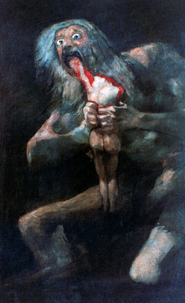 Saturn pożerający jedno ze swoich dzieci, 1821-1823 autorstwa Francisco de Goya