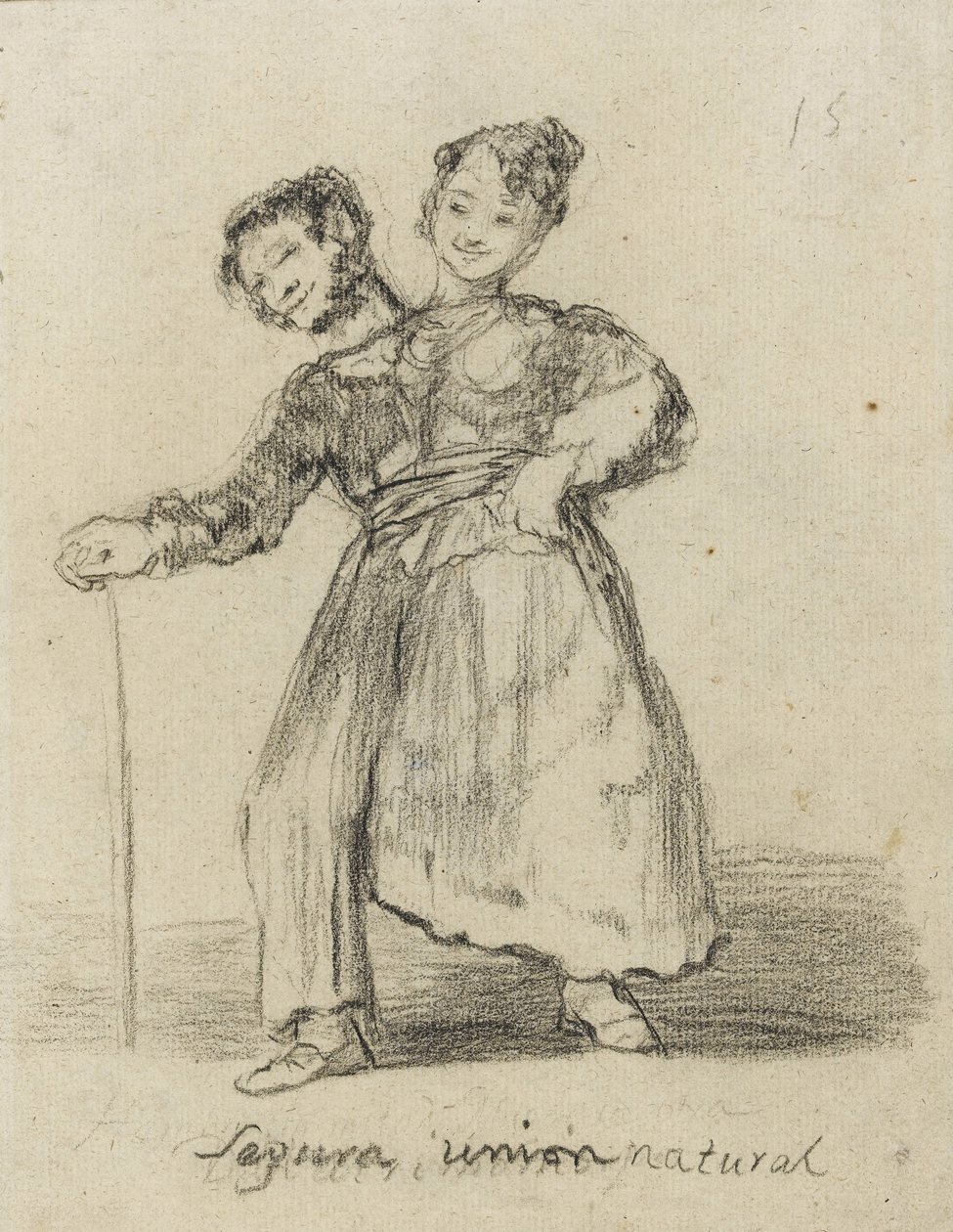 Segura Union Natural, 1819-28 (czarna kreda na papierze) autorstwa Francisco de Goya