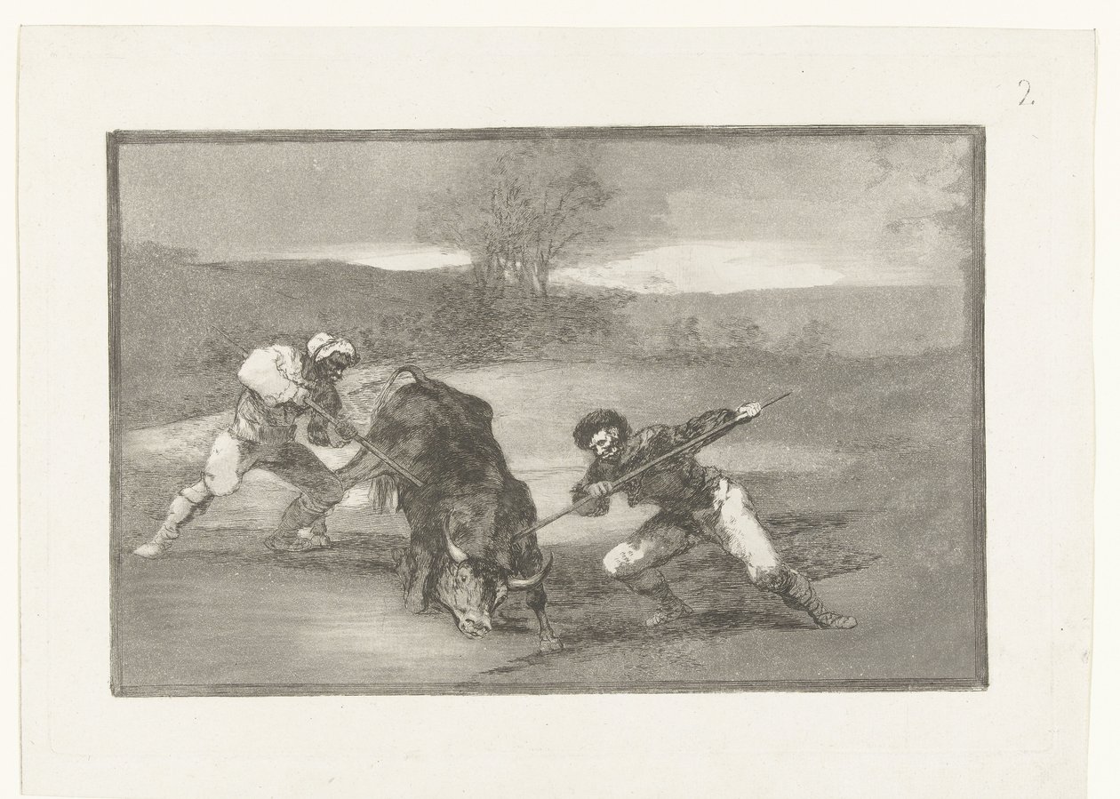 Polowanie na byki pieszo Otro modo de cazar á pie Walka byków (tytuł serii) La Tauromaquia (tytuł serii) autorstwa Francisco de Goya