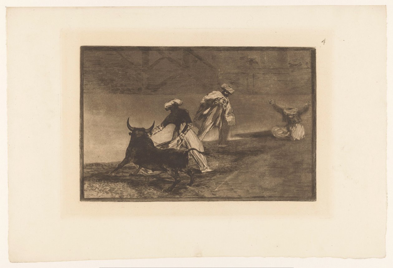 Torreadory na arenie Capean otro encerrado Walki byków (tytuł serii) La Taureaumachie (tytuł serii) La Tauromaquia (tytuł serii) autorstwa Francisco de Goya