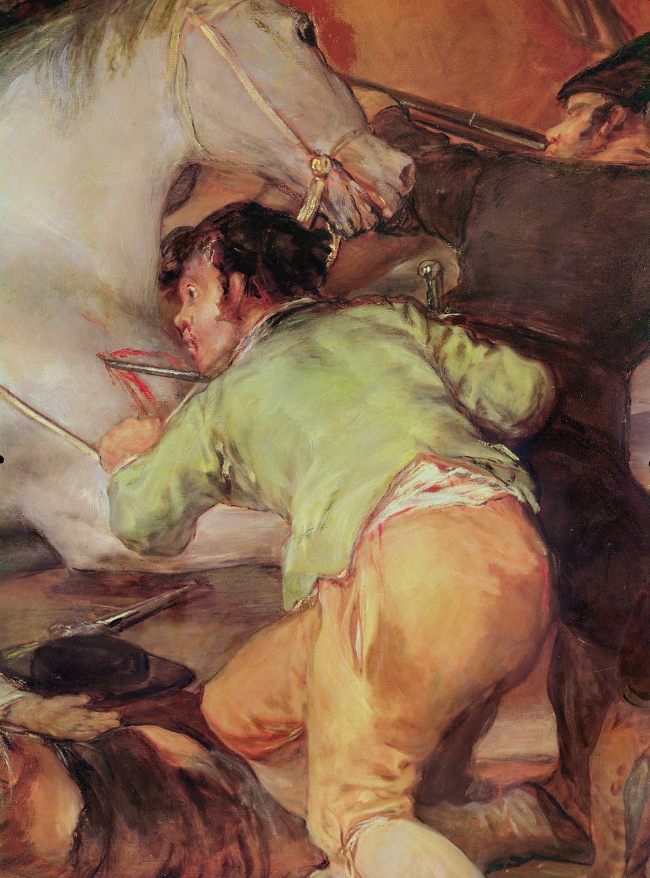 2 maja 1808, Madryt lub Bitwa pod Mamelukami fragment mężczyzny atakującego konia, 1814 olej na płótnie autorstwa Francisco de Goya