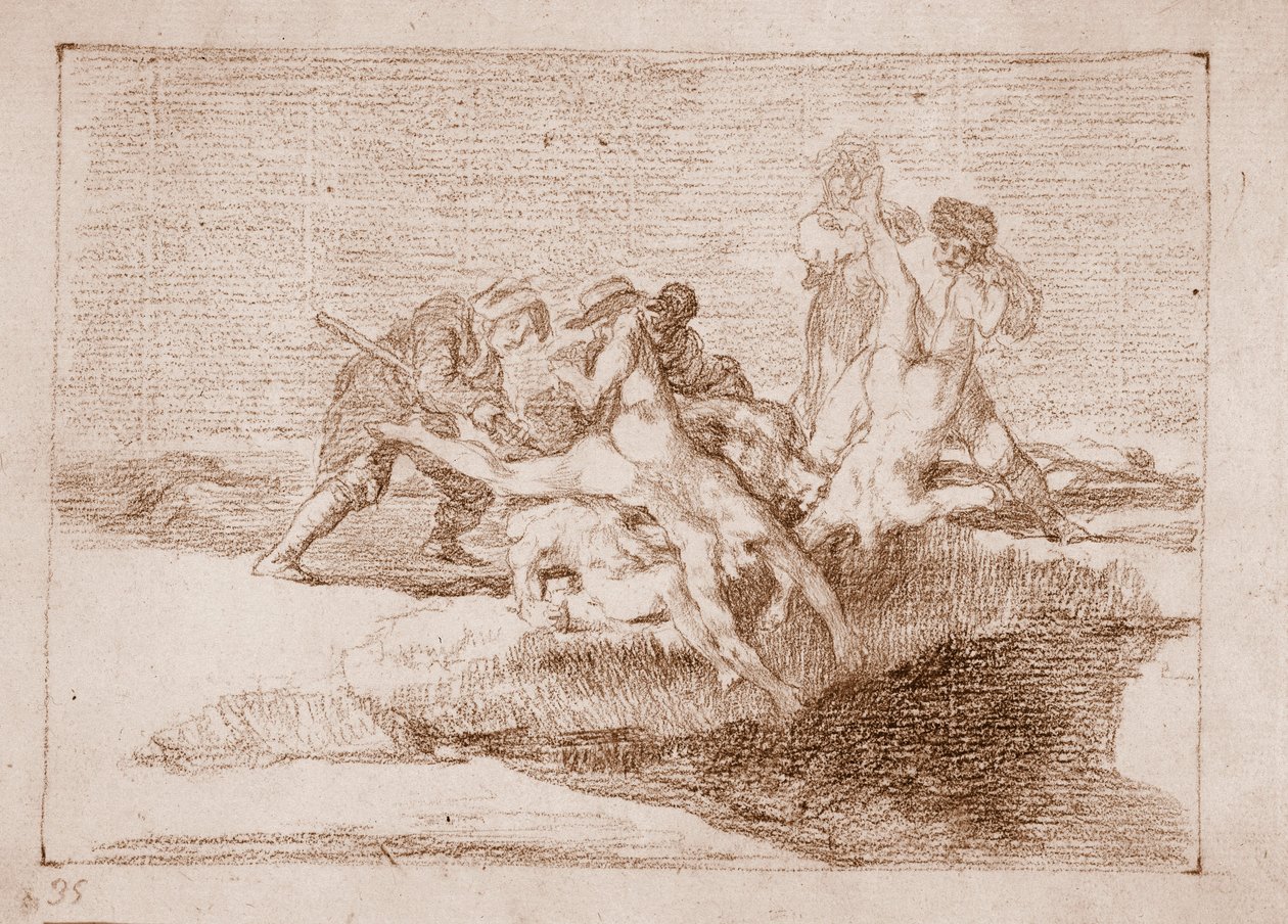 Katastrofy wojny: Dobroczynność (rysunek przygotowawczy) autorstwa Francisco de Goya