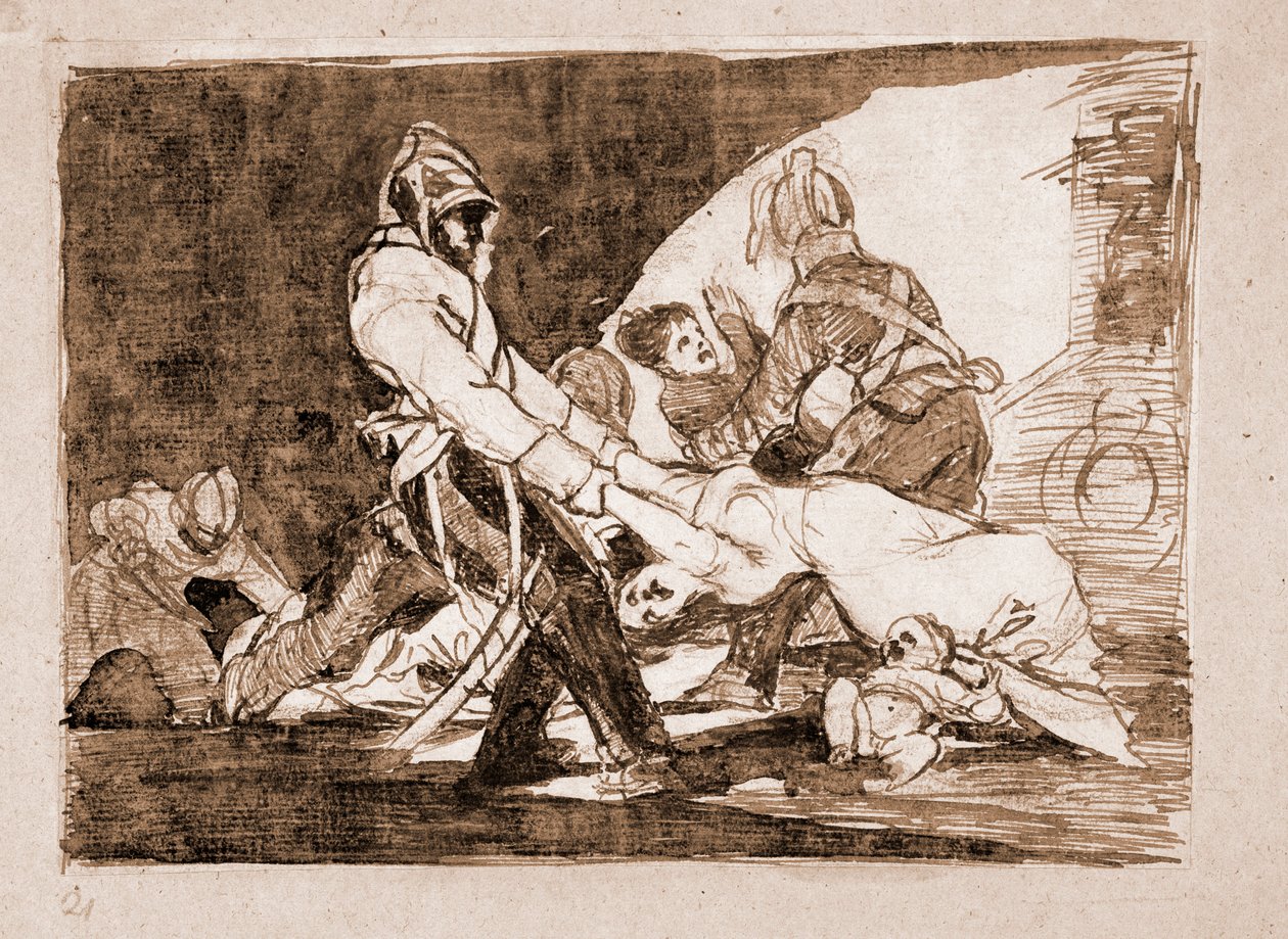 Katastrofy wojny : Dla nich już nie (akwaforta z rysunku przygotowawczego) autorstwa Francisco de Goya