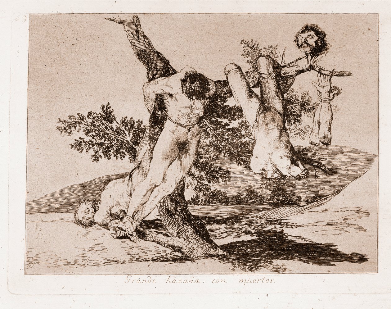 Katastrofy wojny: wielki wyczyn ze zmarłymi! (Grawerowanie po przygotowaniu rysunku autorstwa Francisco de Goya