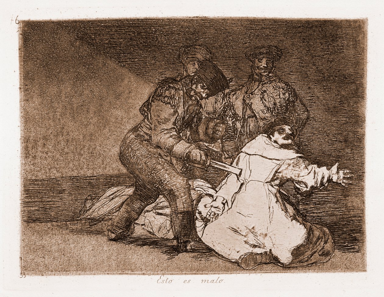 Katastrofy wojny : To źle (akwaforta z rysunku przygotowawczego) autorstwa Francisco de Goya