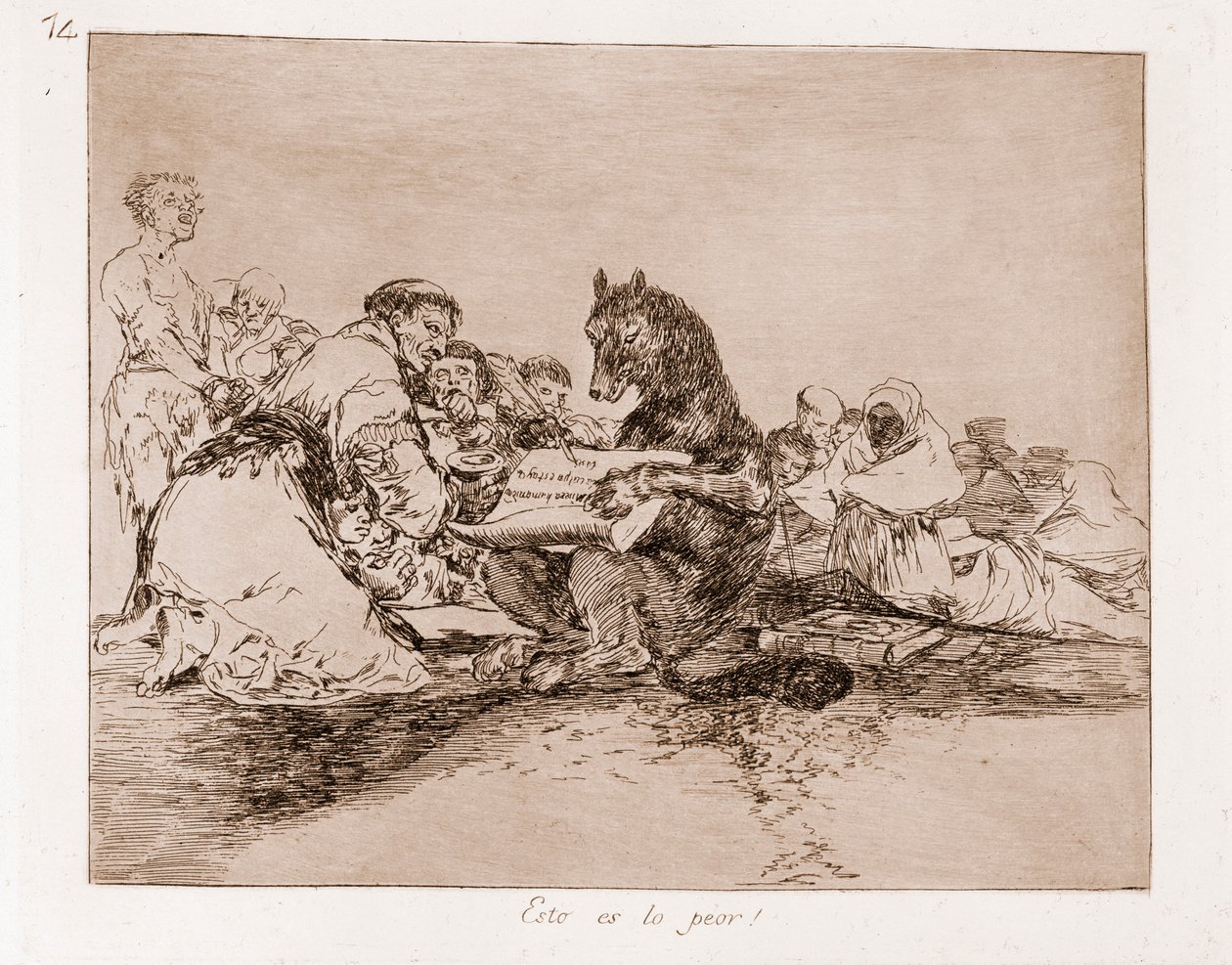 Katastrofy wojny : To najgorsze (akwaforta z rysunku przygotowawczego) autorstwa Francisco de Goya