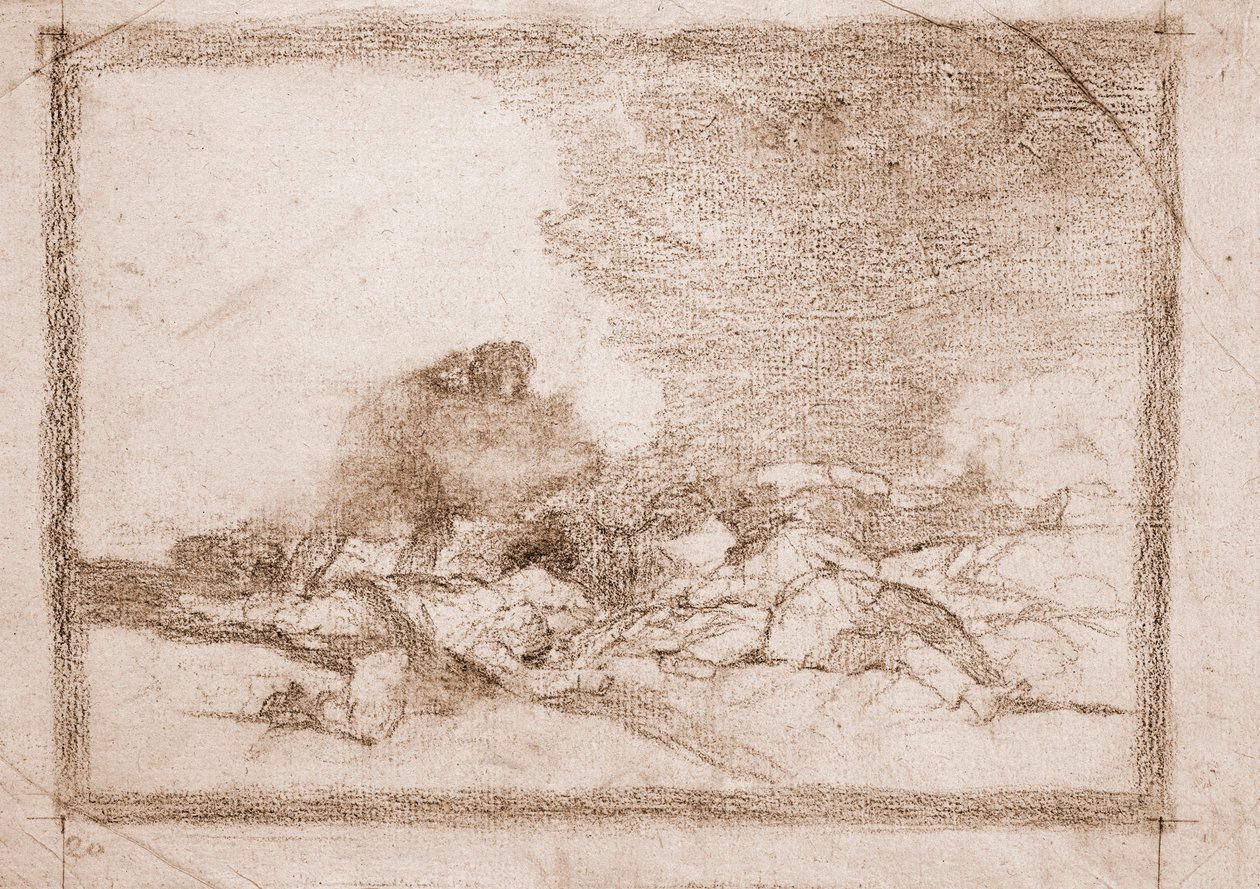 Katastrofy wojny : Po to się urodziłeś (rysunek przygotowawczy) autorstwa Francisco de Goya