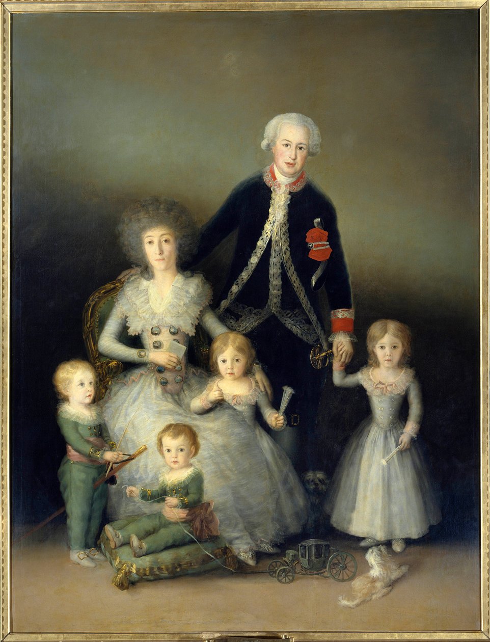 Książę Osuny, Piotr z Alkantary i jego rodzina. Obraz Francisco de Goya i Lucients (1746-1828). 1788. niedz. 2,25x1,74 m Madryt. Muzeum Prado. - portret księcia Osuny, Pedro Telez Girona (1755-1807); jego żona, księżna księżna autorstwa Francisco de Goya