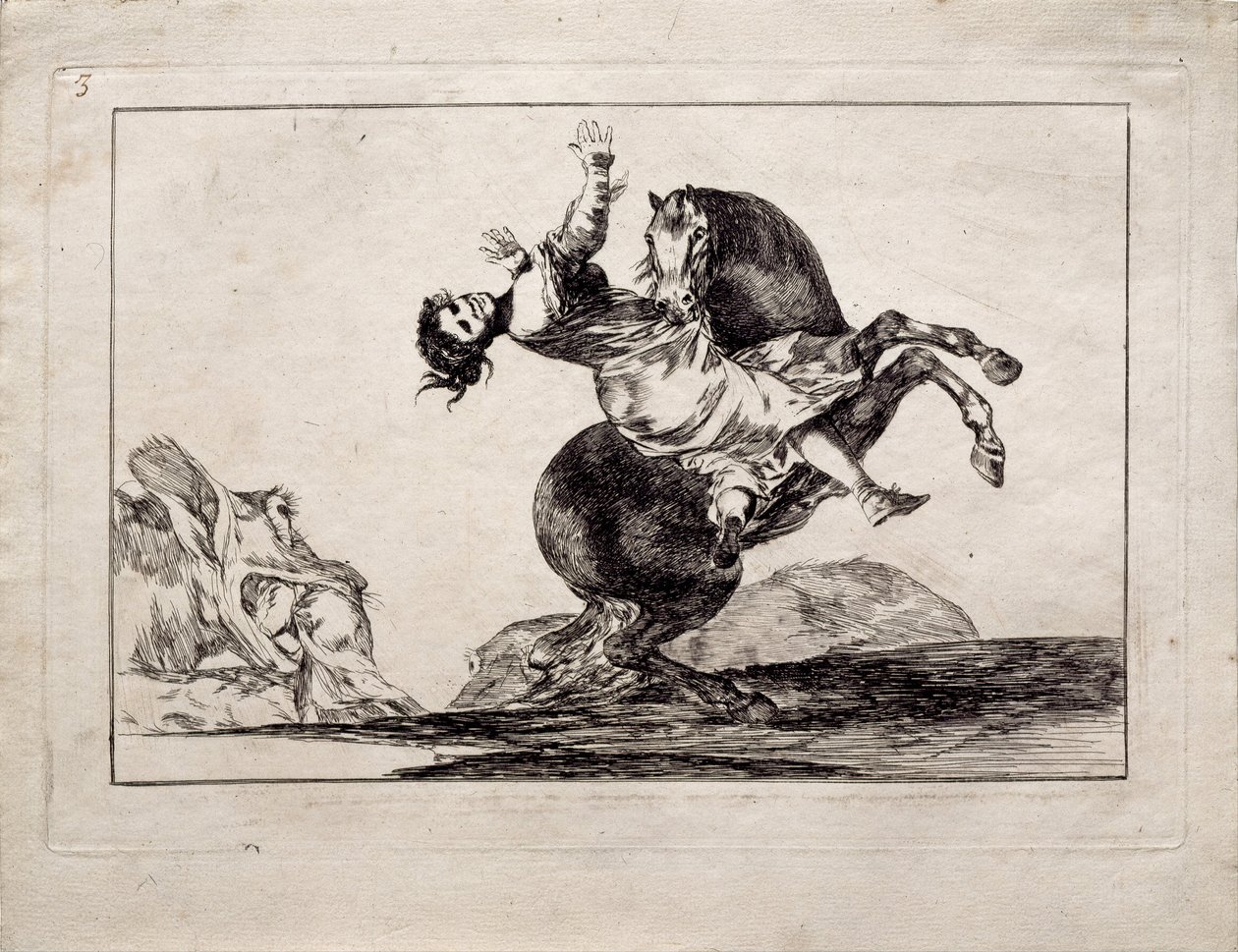 Porywacz koni z serii Los Disparates Follies, 1815-1819 autorstwa Francisco de Goya