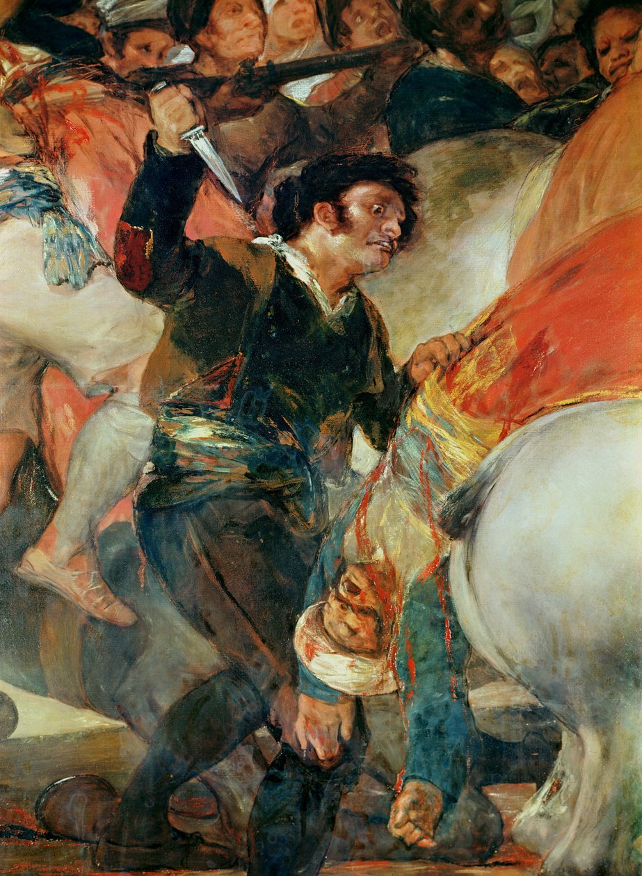 2 maja 1808. Zamieszki przeciwko najemnikom mameluków, fragment mężczyzny ze sztyletem, 1814 autorstwa Francisco de Goya