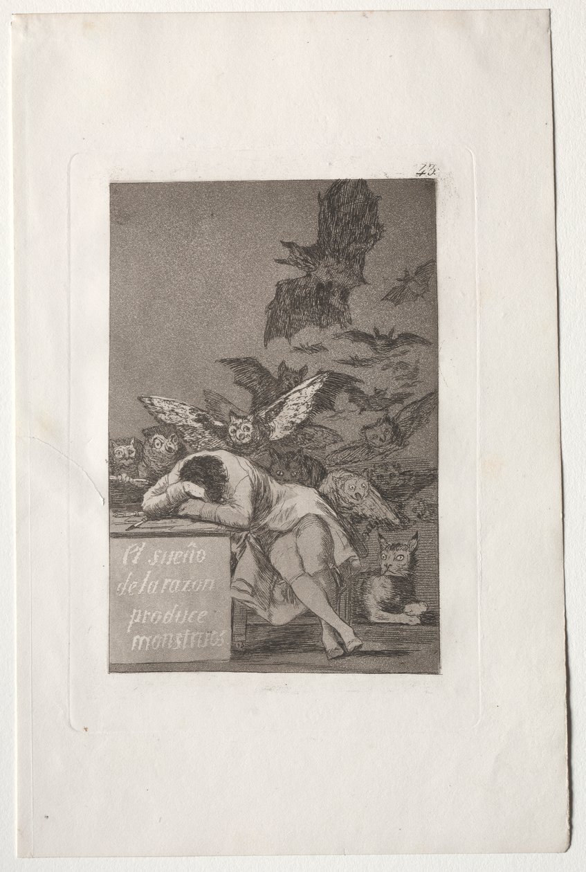 Sen rozsądku rodzi potwory autorstwa Francisco de Goya