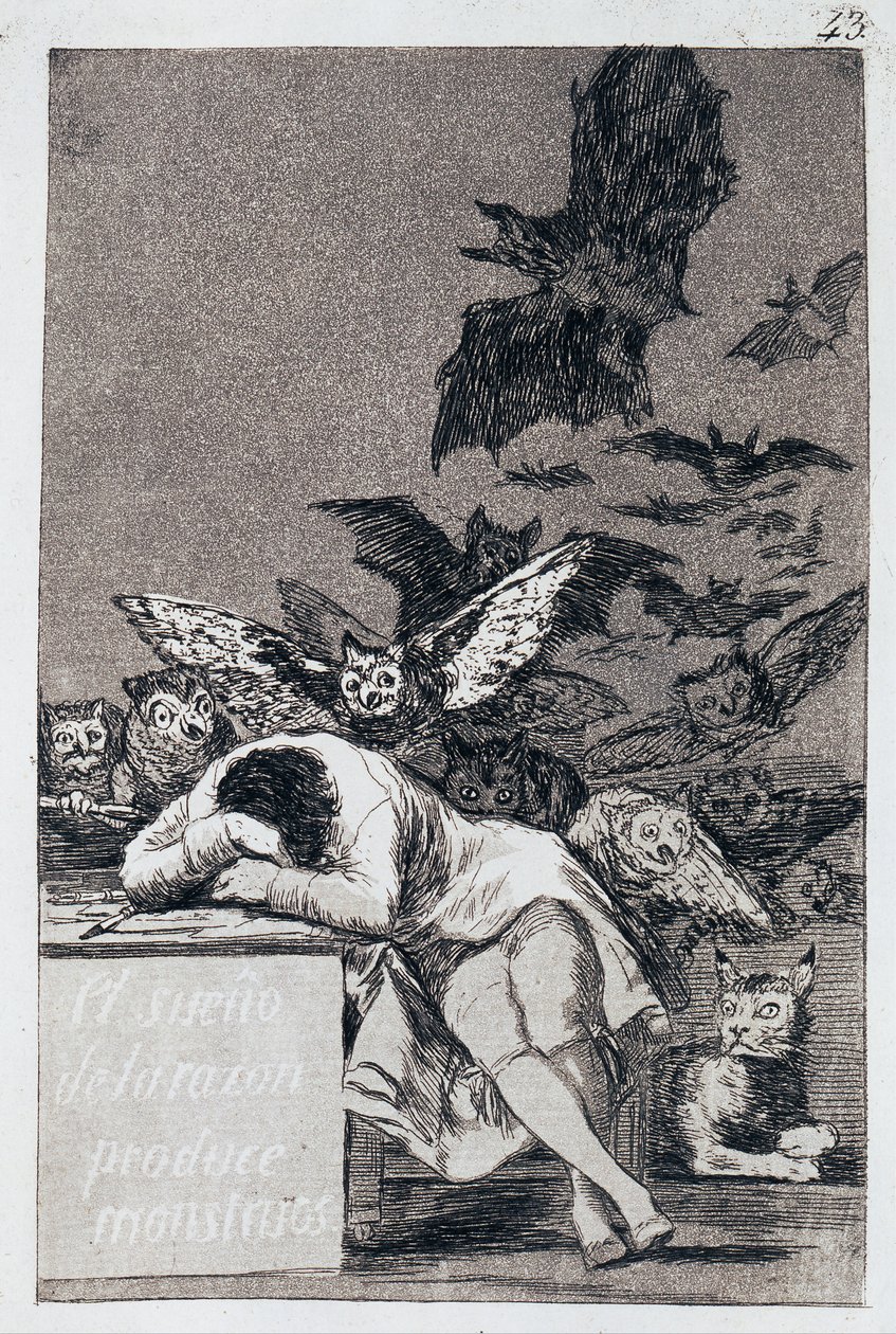 Sen rozsądku produkuje potwory. Capricho nr 43 autorstwa Francisco de Goya