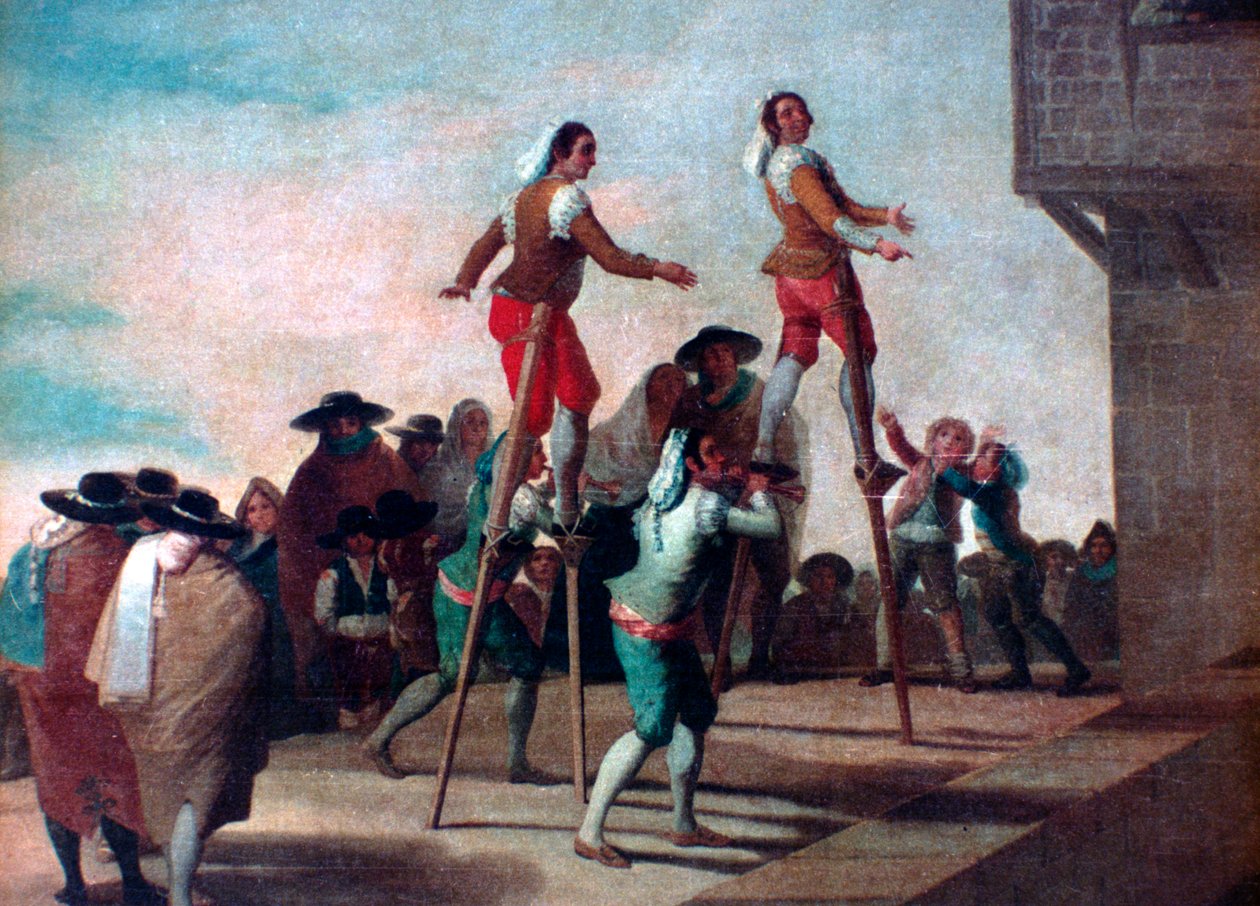 Szczudła, c1785 autorstwa Francisco de Goya
