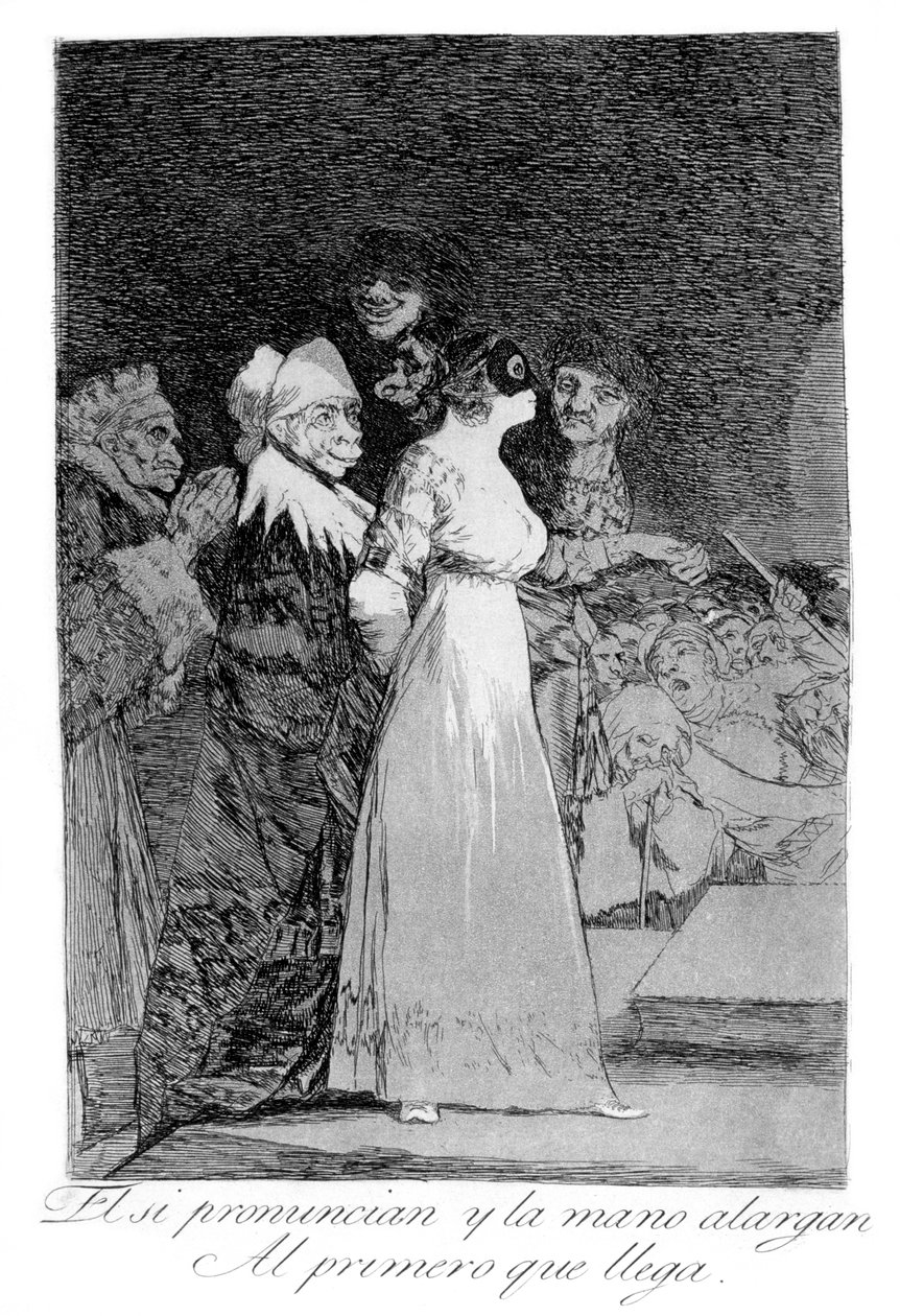 Mówią tak i podają rękę pierwszemu przybyszowi, 1799 autorstwa Francisco de Goya