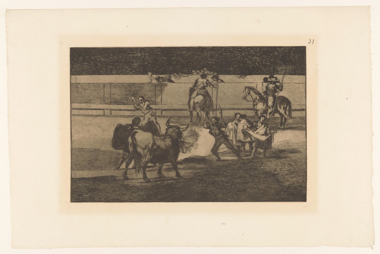 Torreador spotkał brandende banderillas zespoły ognia Stierengevecht (tytuł serii) La Taureamachie (tytuł serii) Walka byków (tytuł serii) autorstwa Francisco de Goya