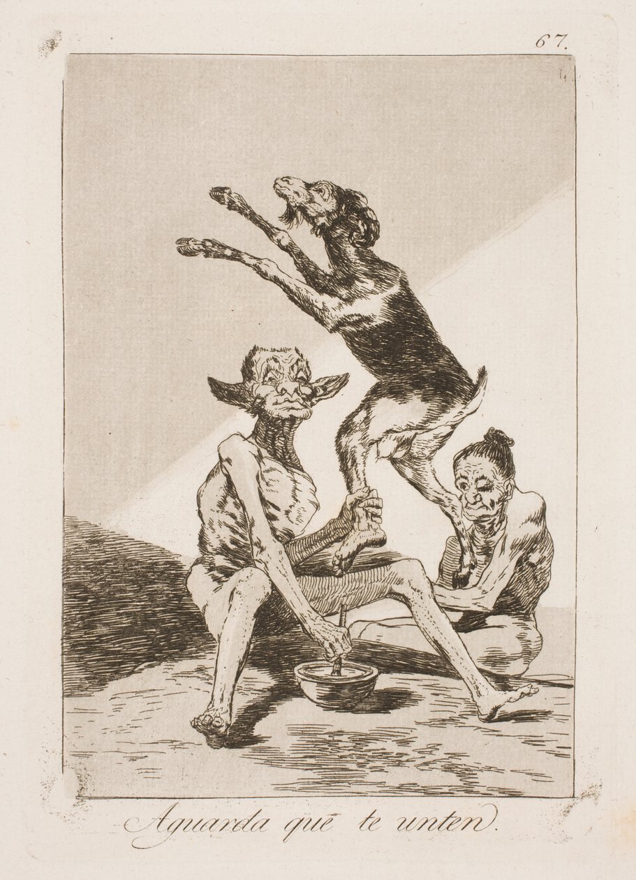 Poczekaj, aż zostanie posmarowany maścią autorstwa Francisco de Goya