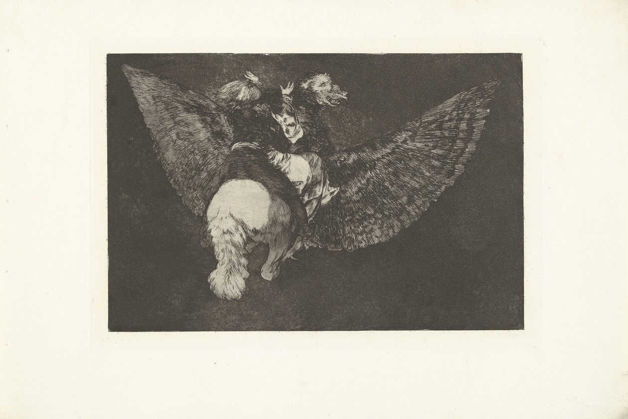 latające szaleństwo Disparate volante Los Disparates (The Follies) (tytuł serii) Los Proverbios (Przysłowia) (tytuł serii) autorstwa Francisco de Goya