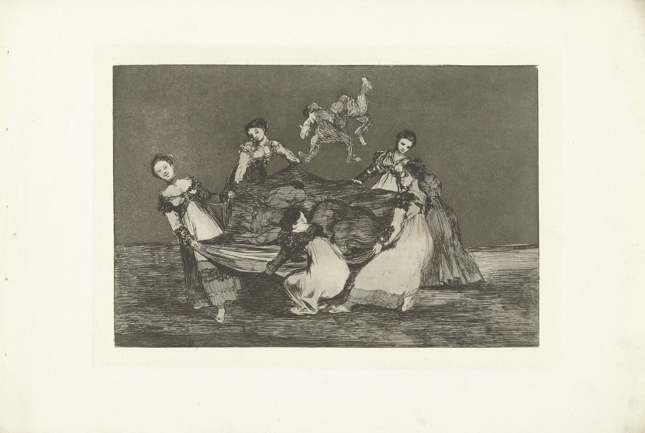 Kobiece szaleństwo Odmienne feminino Los Disparates (Szaleństwa) Los Proverbios (Przysłowia) (tytuł serii) autorstwa Francisco de Goya