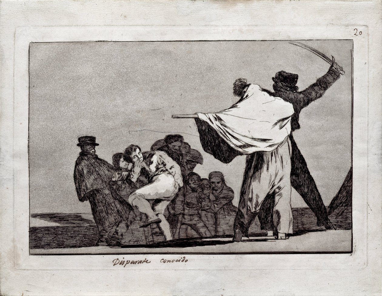 Dobrze znane szaleństwo z serii Los Disparates Follies, 1815-1819 autorstwa Francisco de Goya