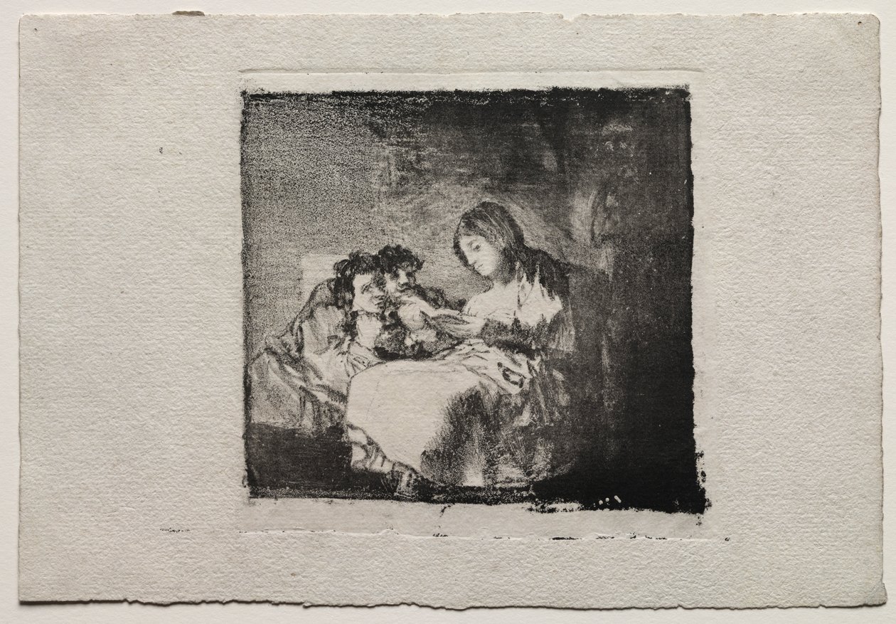 Kobieta czytająca dwójce dzieci autorstwa Francisco de Goya