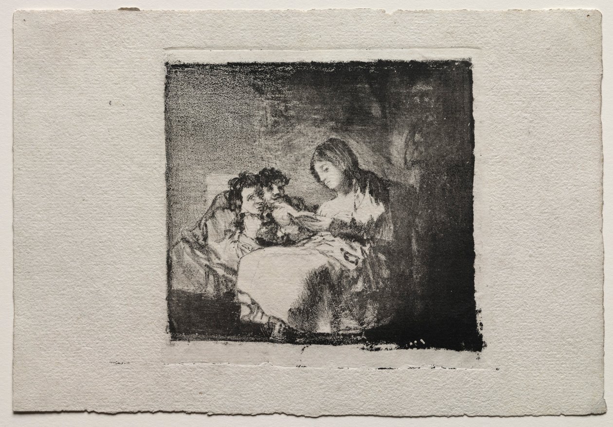 Kobieta czytająca dwójce dzieci, 1824-1825. autorstwa Francisco de Goya
