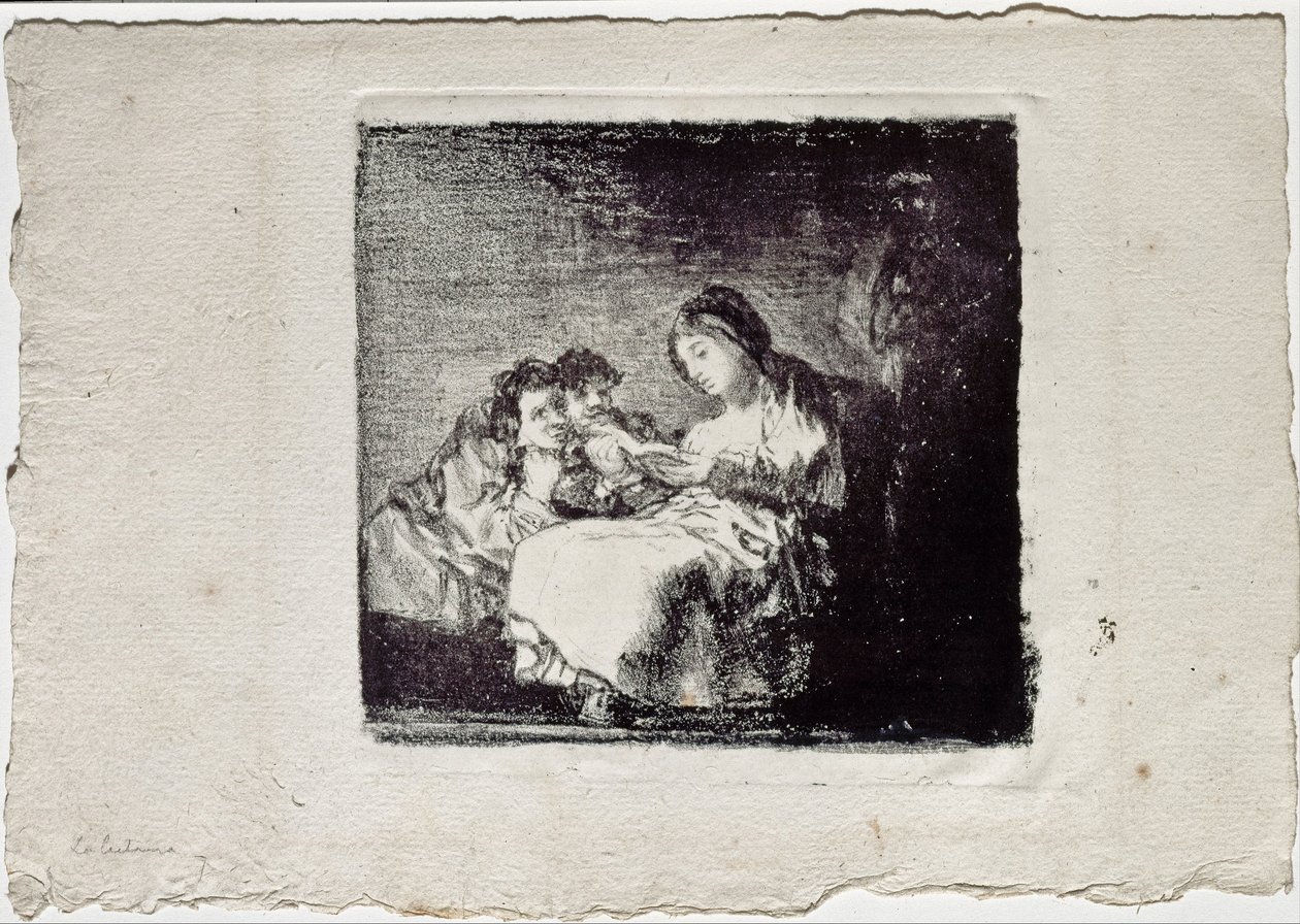 Kobieta czytająca dwójce dzieci La lectura, 1819-1825 autorstwa Francisco de Goya