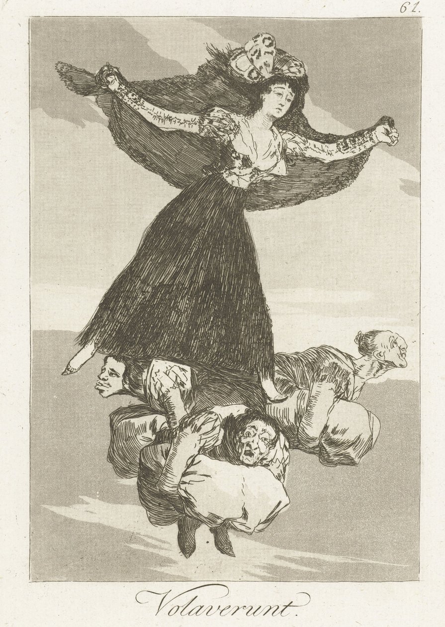 Polecieli Volaverunt (tytuł na obiekcie) Los Caprichos (tytuł serii) autorstwa Francisco de Goya