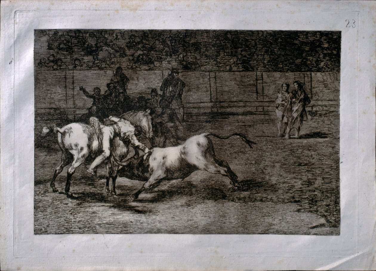Mariano Ceballos, zwany el Indio, zabija byka z konia autorstwa Francisco de Goya