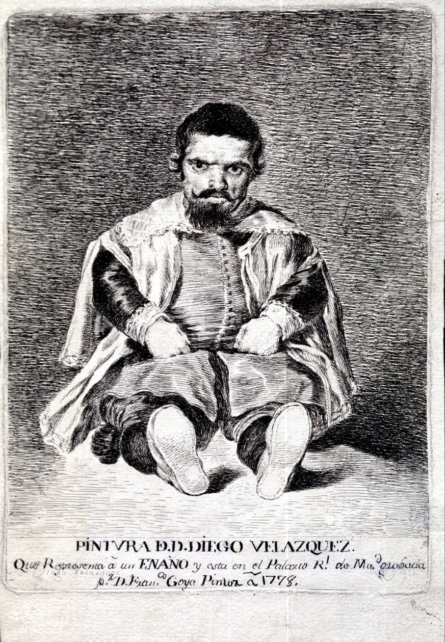 Krasnolud, Sebastián de Morra, na dworze Felipe IV autorstwa Francisco de Goya