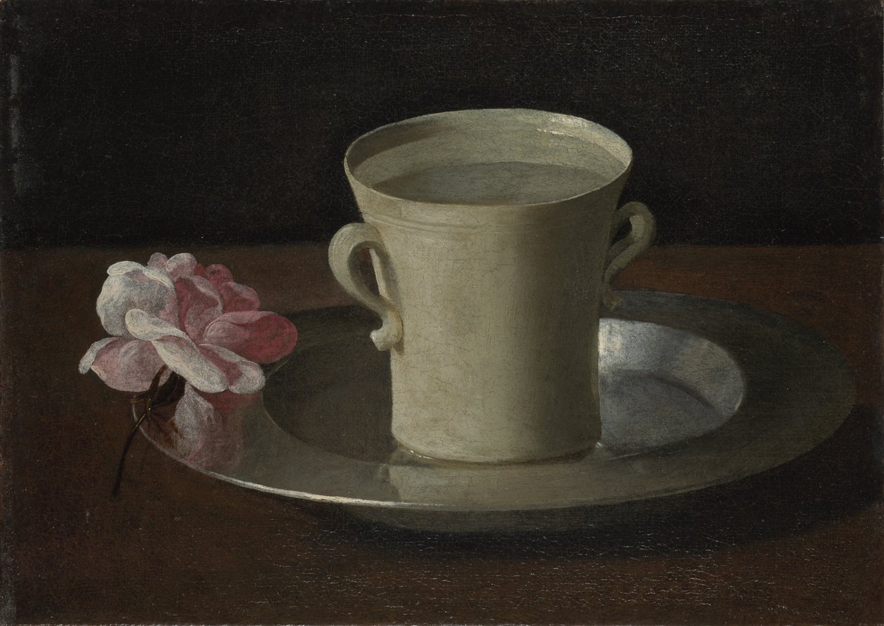 Kubek wody i róża, ok. 1630 autorstwa Francisco de Zurbaran
